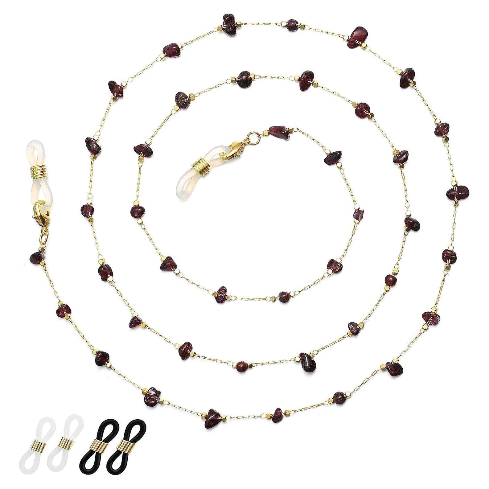 Cadena de Gafas para Mujeres Soporte de Cristal Granate