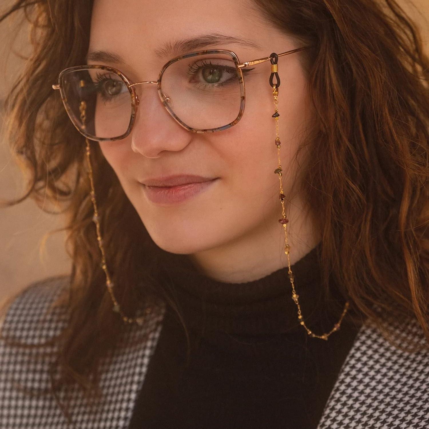 Cadena de Gafas para Mujeres Soporte de Cristal Granate