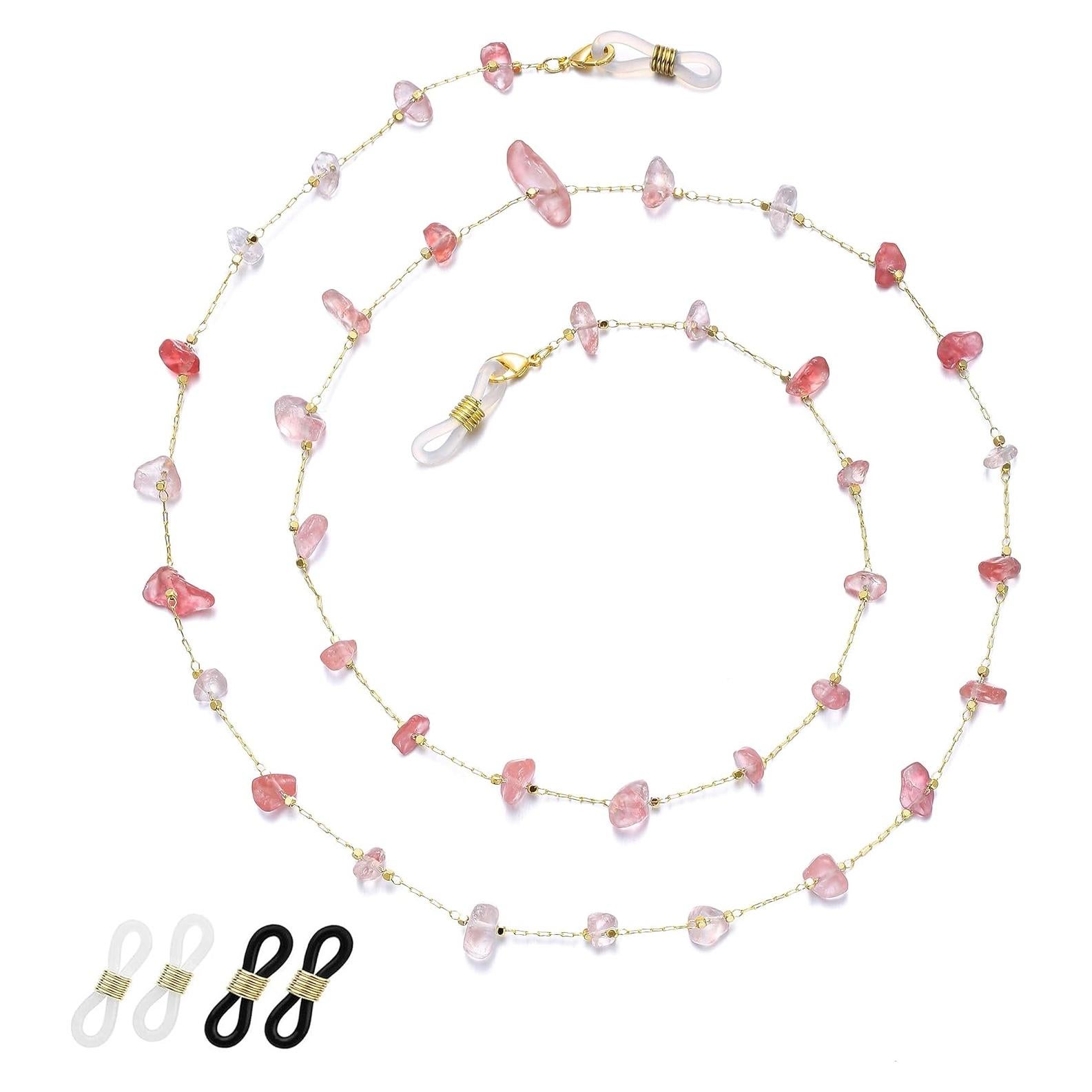 Cadena de Gafas para Mujeres Soporte de Cristal Rosa 71 cm