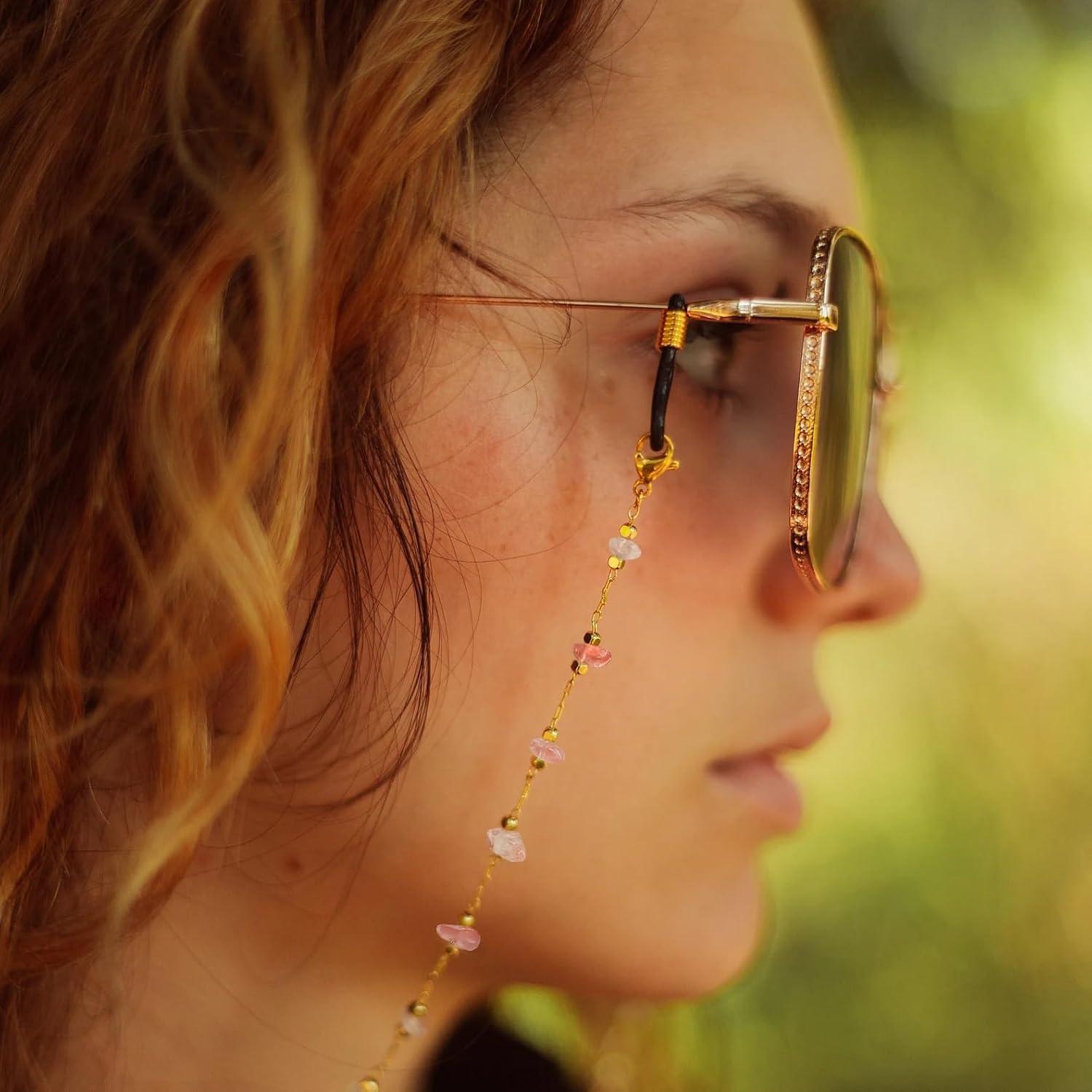 Cadena de Gafas para Mujeres Soporte de Cristal Rosa 71 cm