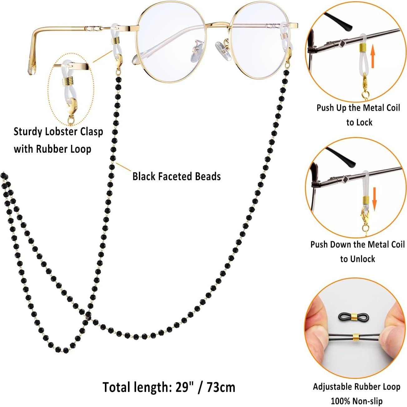 Cadena de Gafas para Mujeres Soporte de Cristal Natural