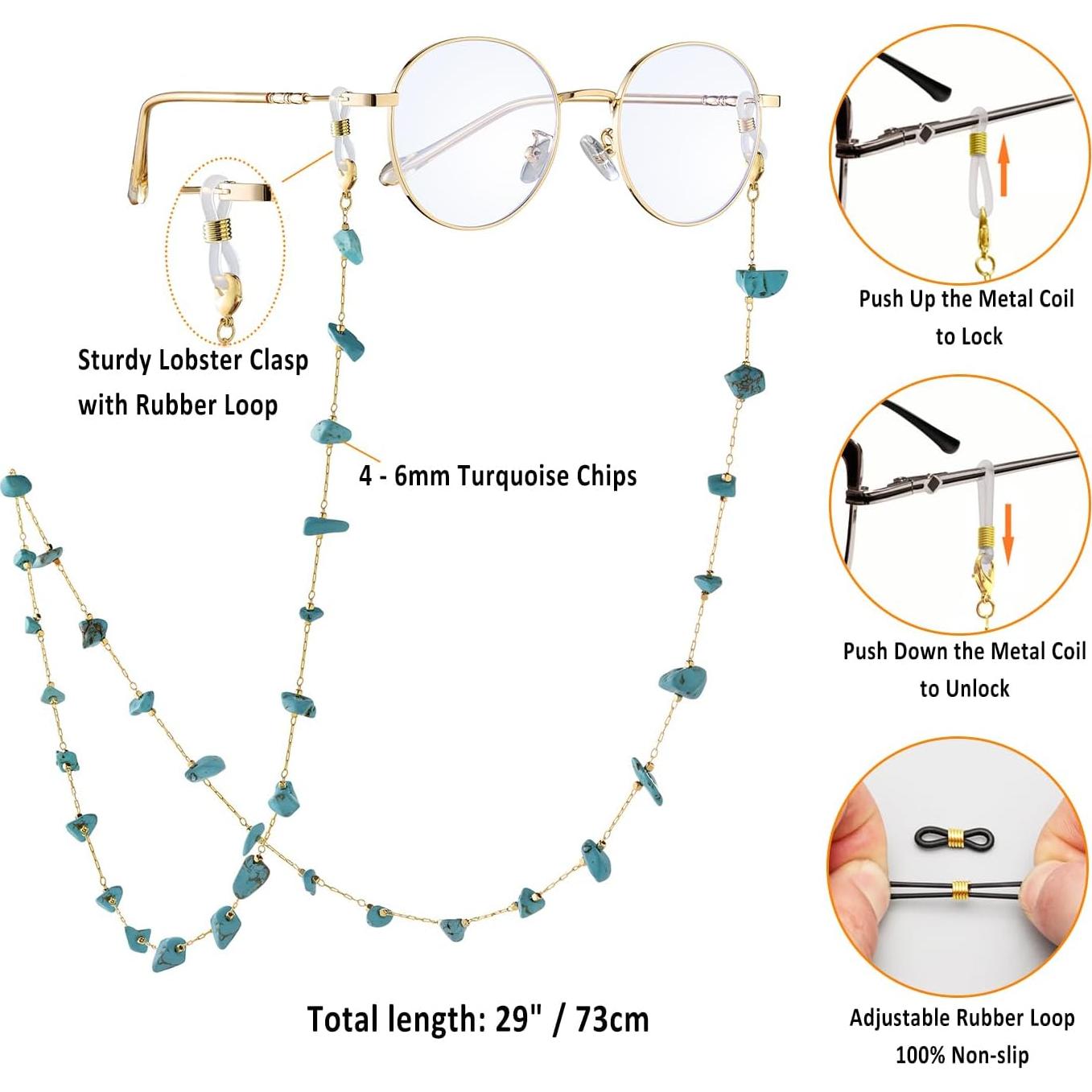 Cadena de Gafas para Mujeres Soporte Turquesa 71 cm