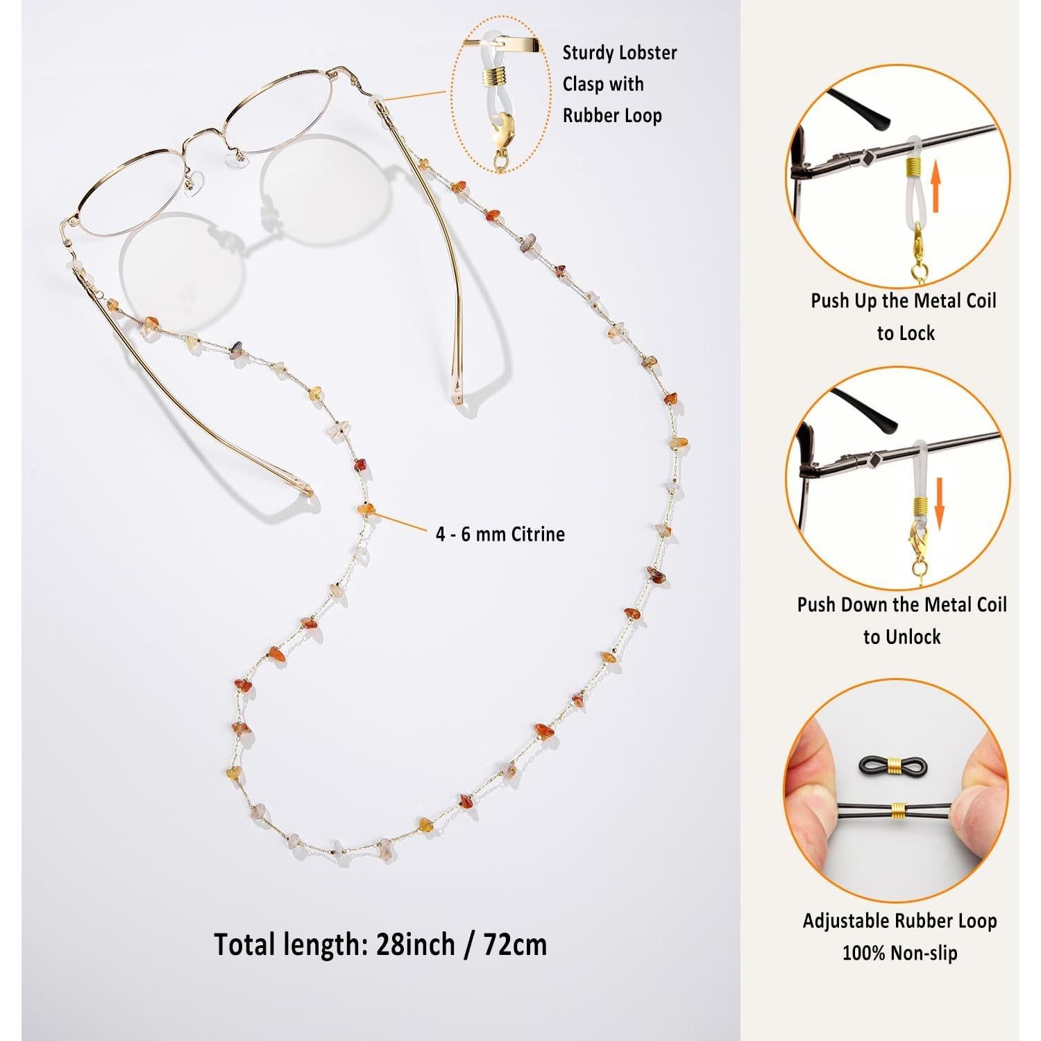 Cadena de Gafas para Mujeres Citrino Soporte Antideslizante