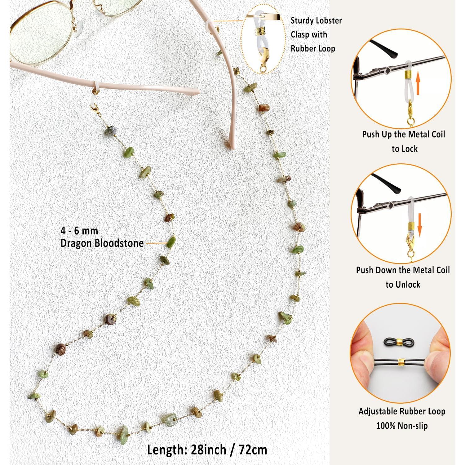 Cadena de Gafas para Mujeres Soporte de Cristal Natural