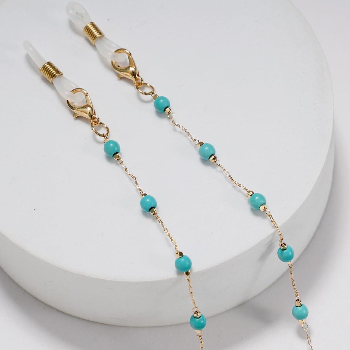 Cadena de Gafas para Mujeres Soporte de Piedra Turquesa
