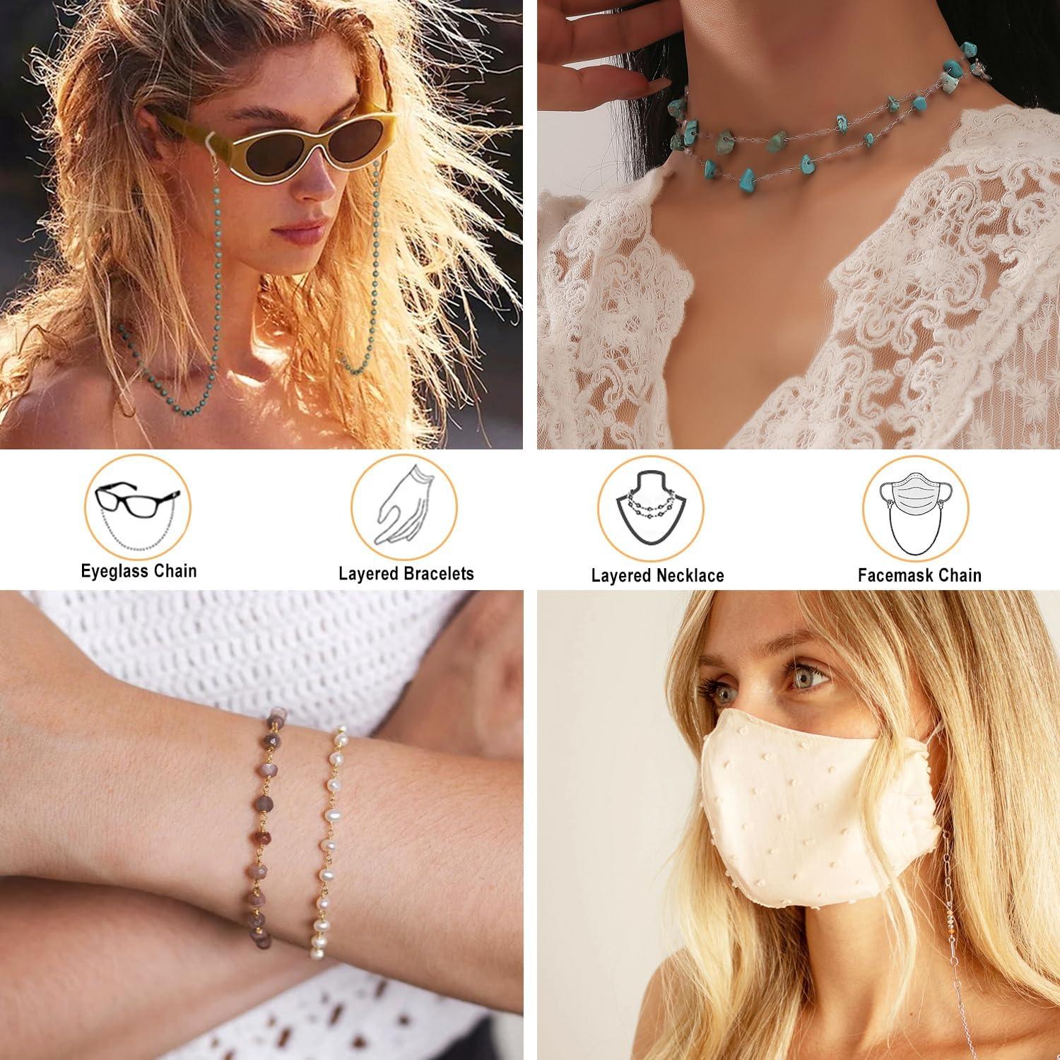 Cadena de Gafas para Mujeres Soporte de Piedra Turquesa