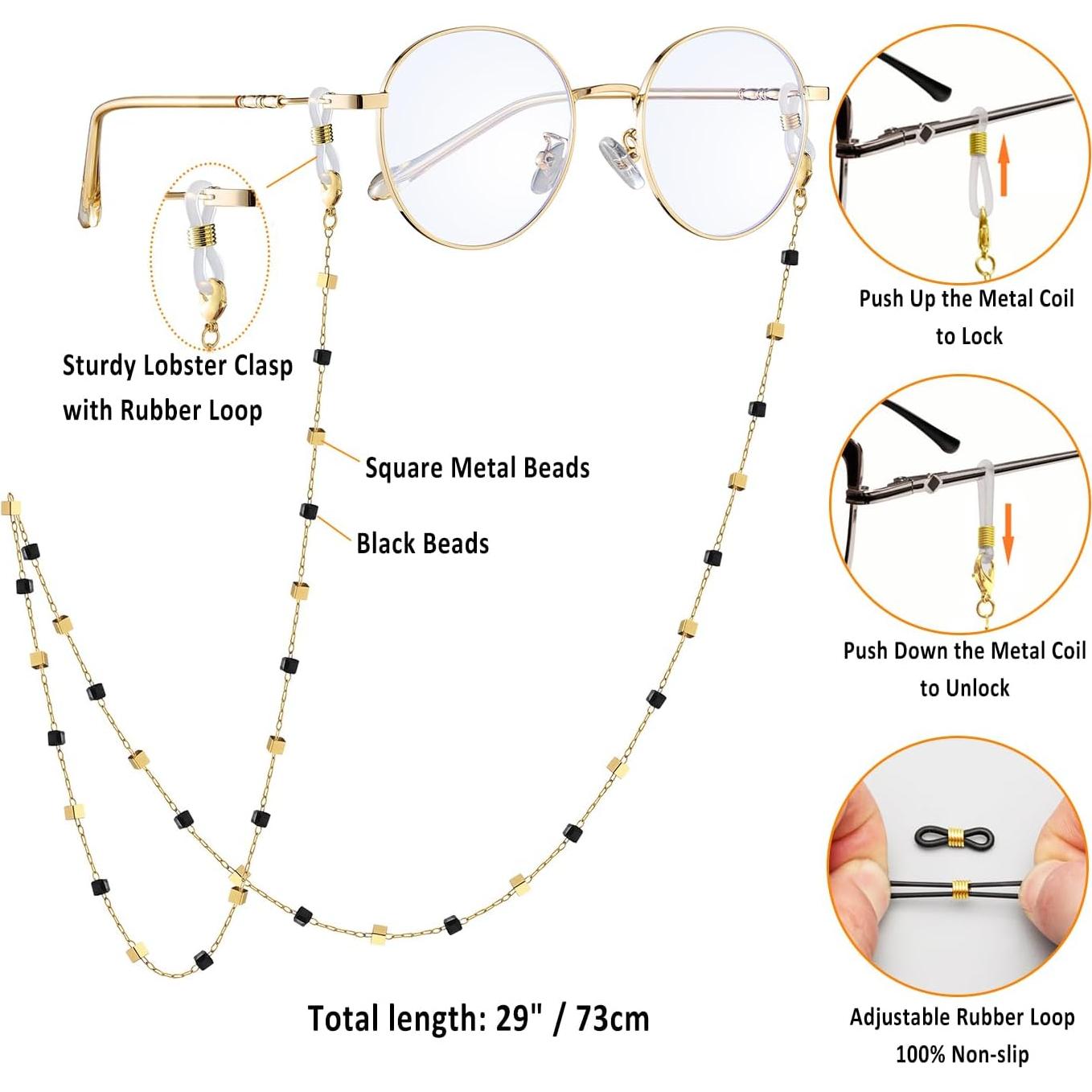 Cadena de Gafas para Mujeres Soporte de Cristal Natural