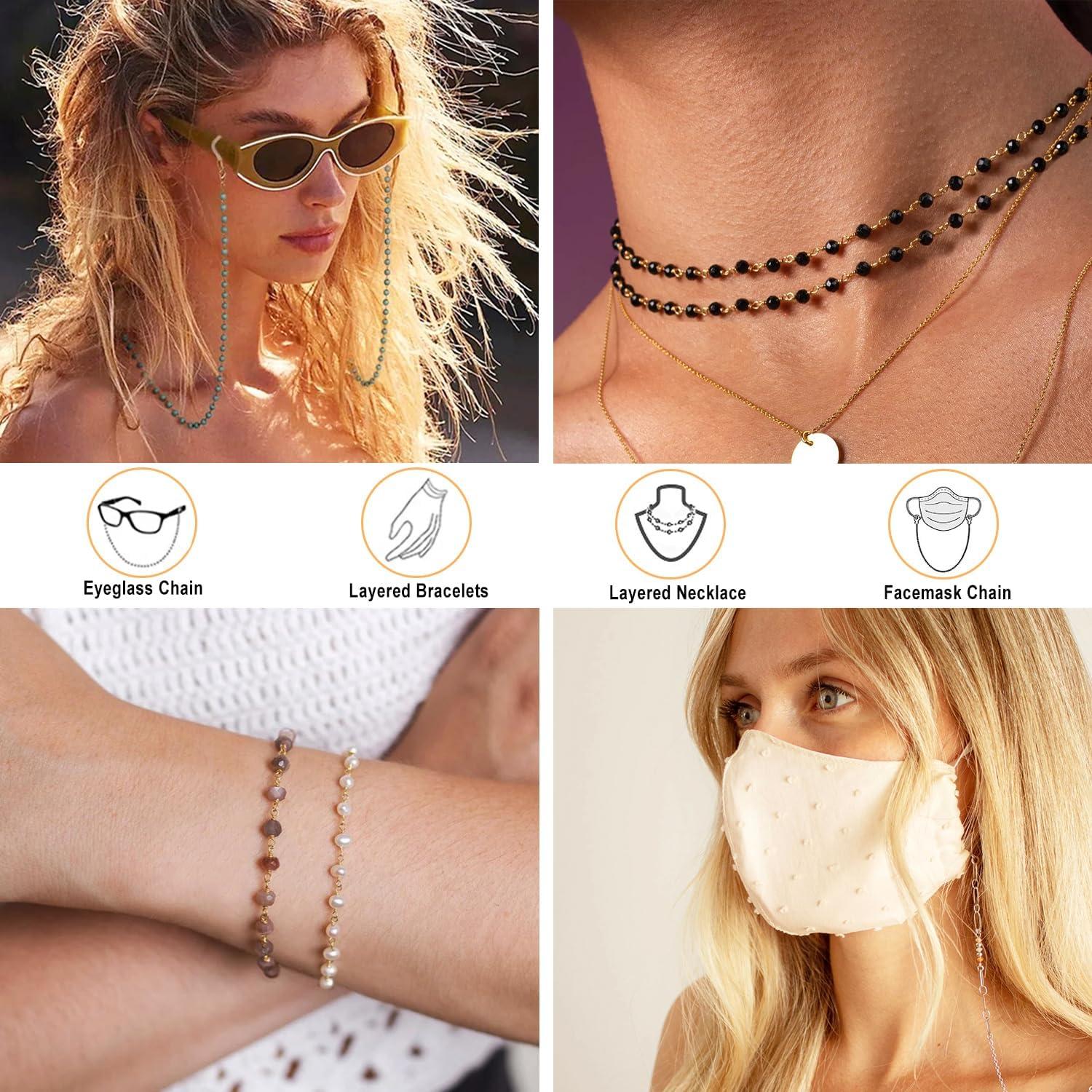 Cadena de Gafas para Mujeres Soporte de Cristal Natural