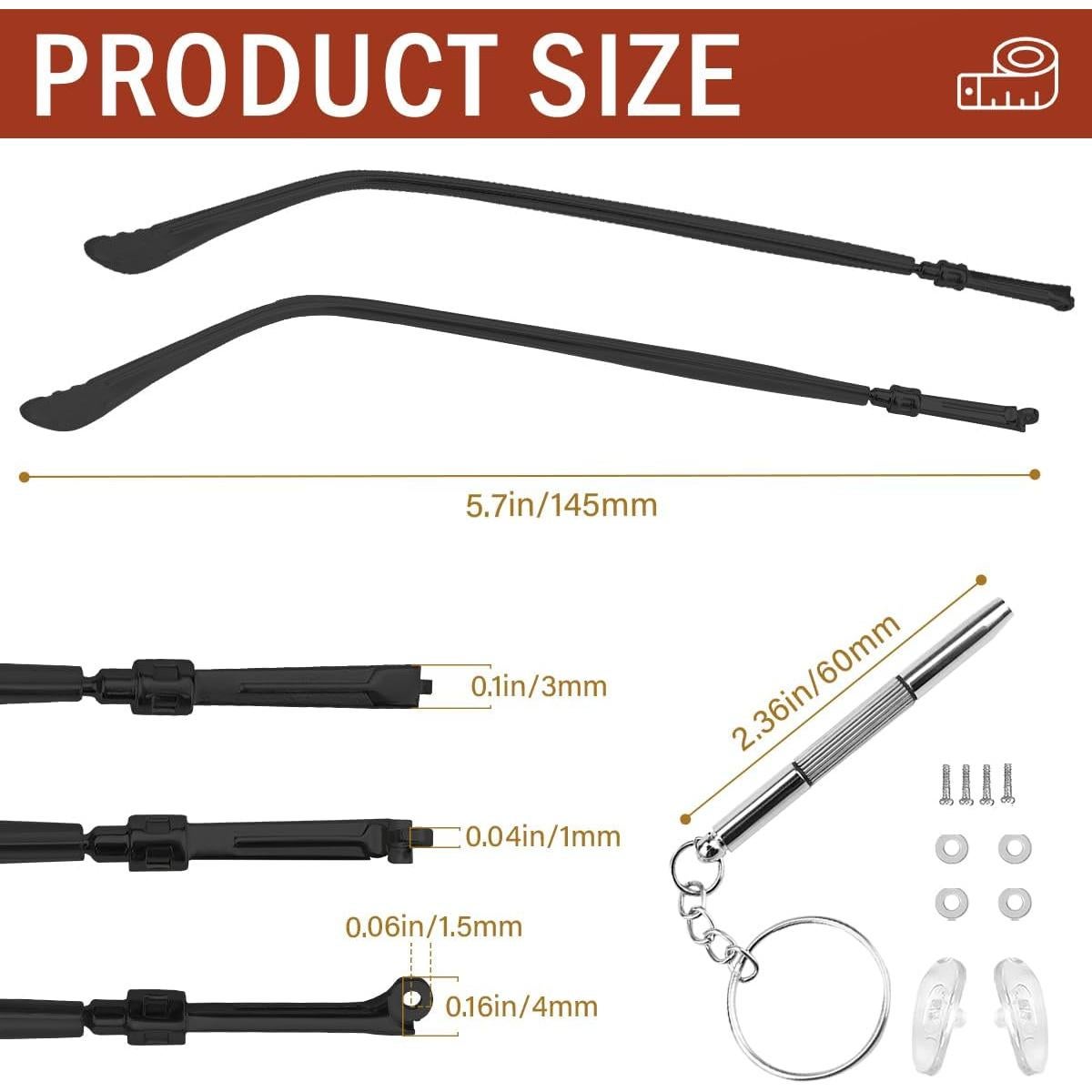 Brazos de Reemplazo para Gafas Metal LNQ Negro Universal