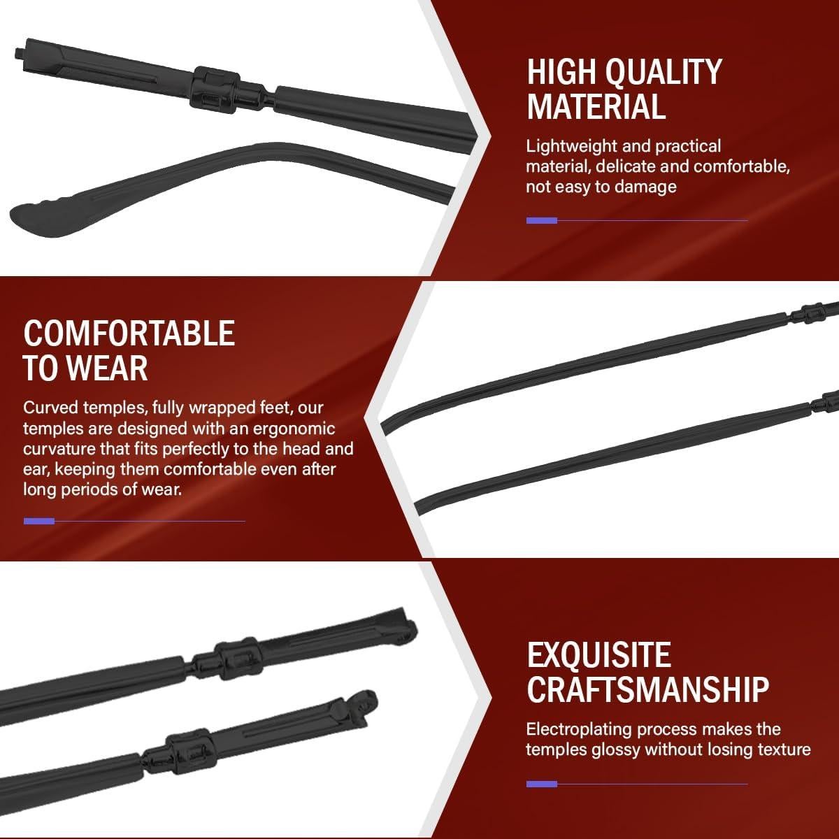 Brazos de Reemplazo para Gafas Metal LNQ Negro Universal