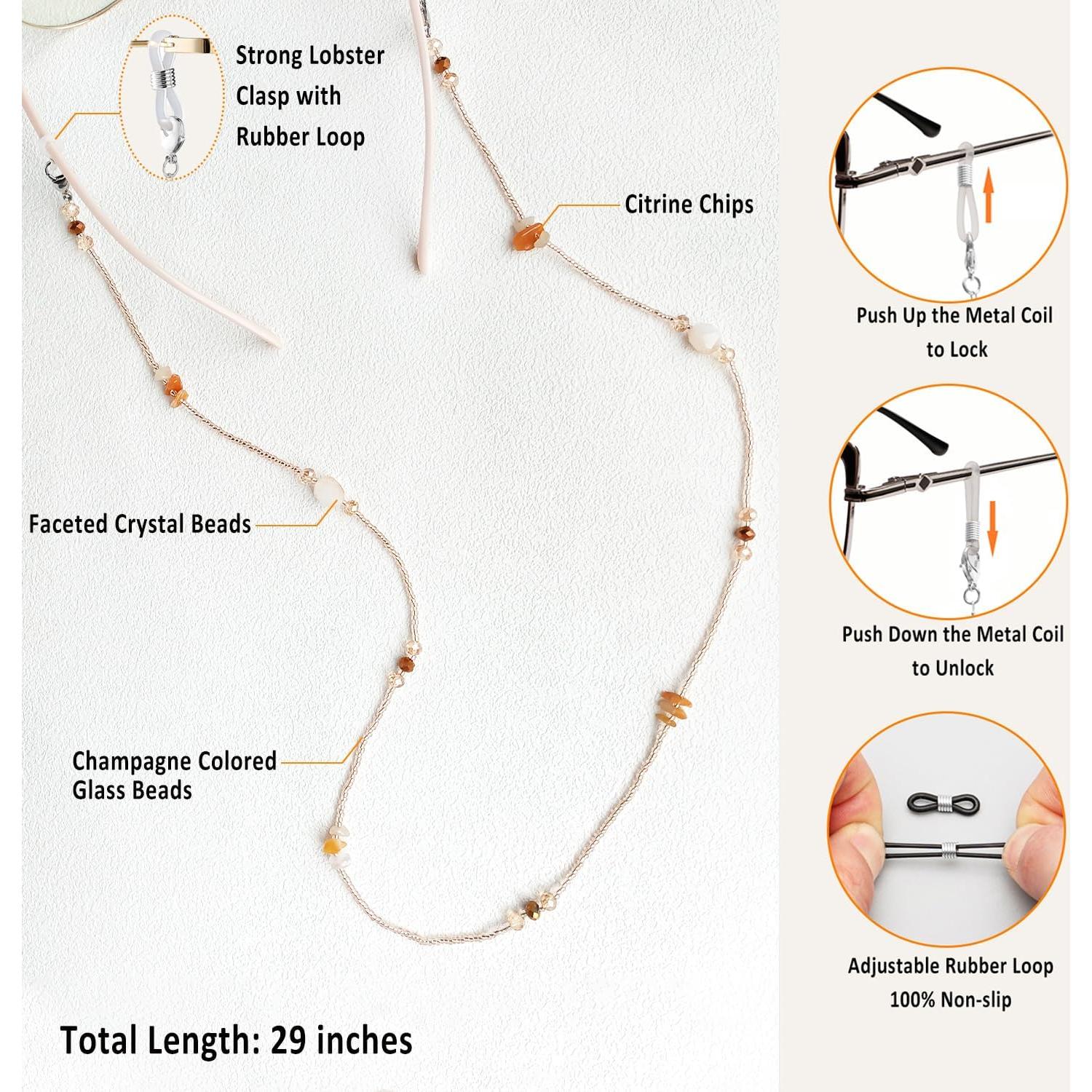 Cadena de Gafas para Mujeres Citrino-Champ con Cristales