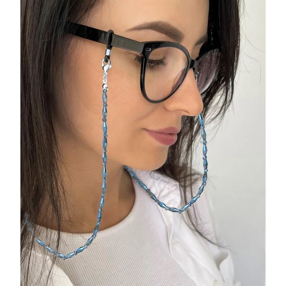 Cadena de Gafas para Mujeres Soporte con Perlas Cristal 71cm