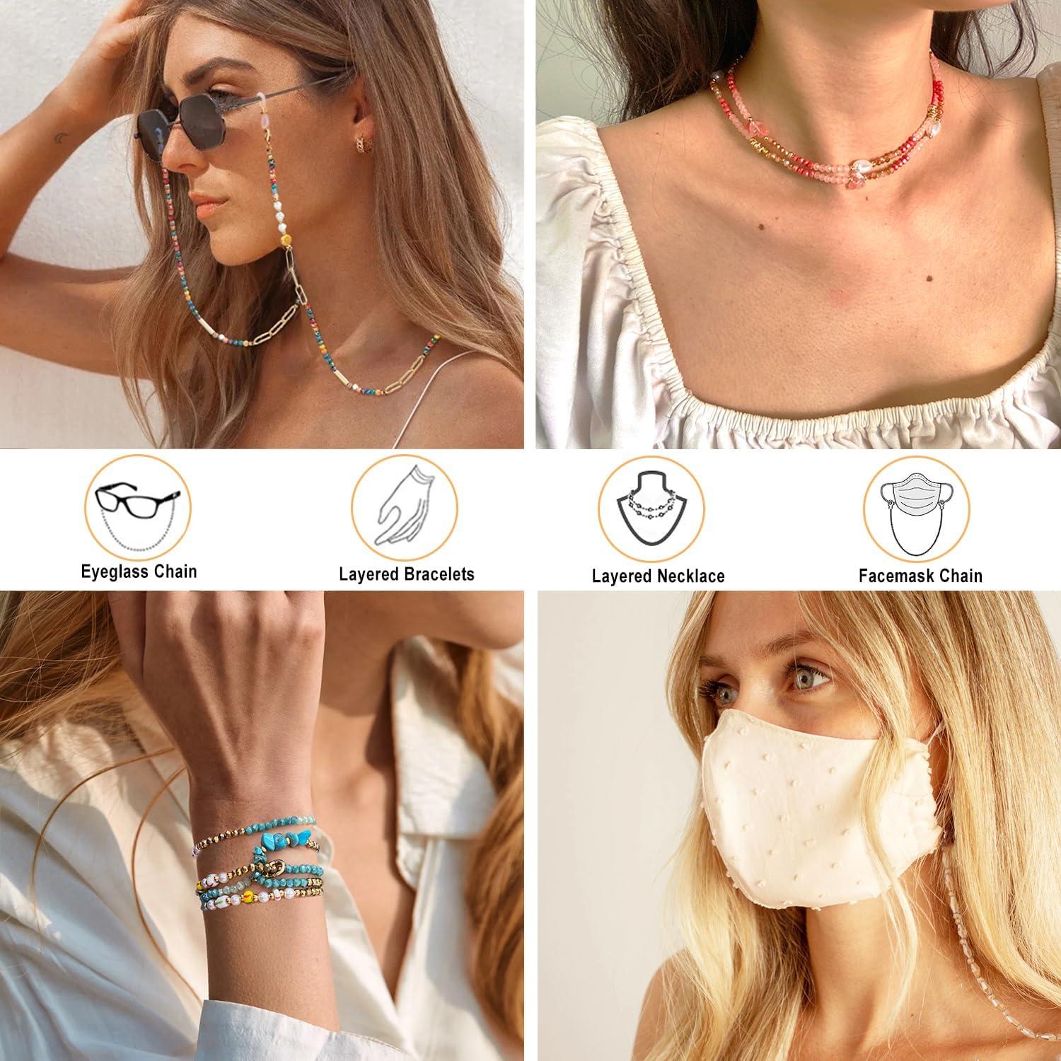 Cadena de Gafas para Mujeres Soporte con Perlas Cristal 71cm