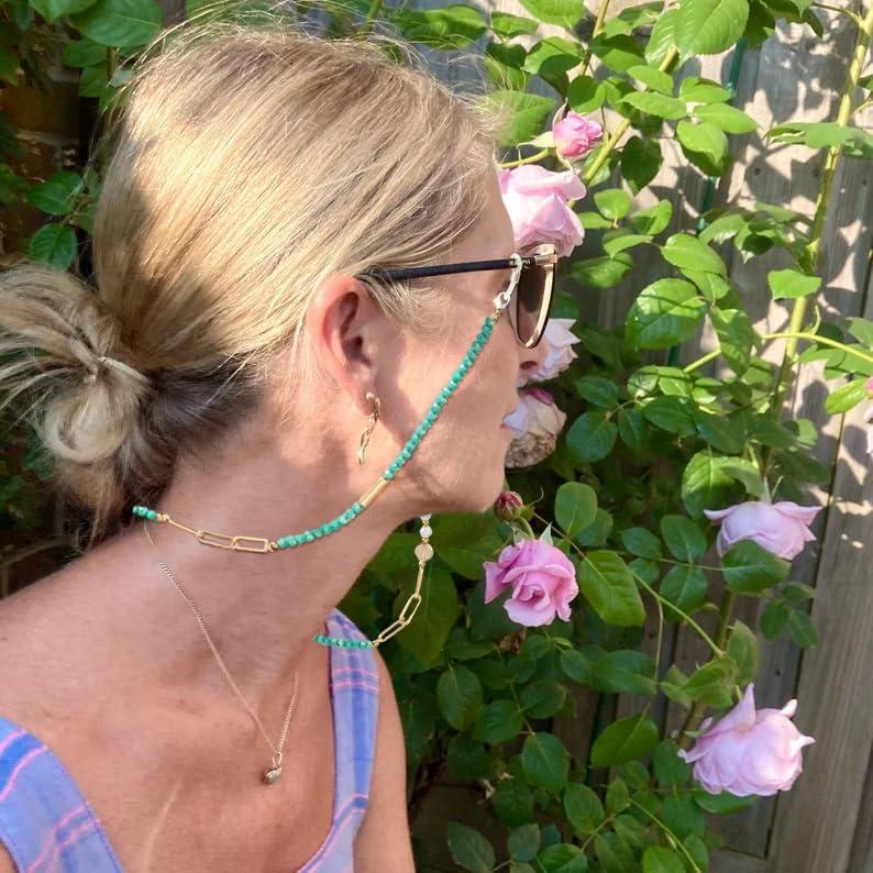 Cadena de Gafas para Mujeres Soporte con Perlas Cristal