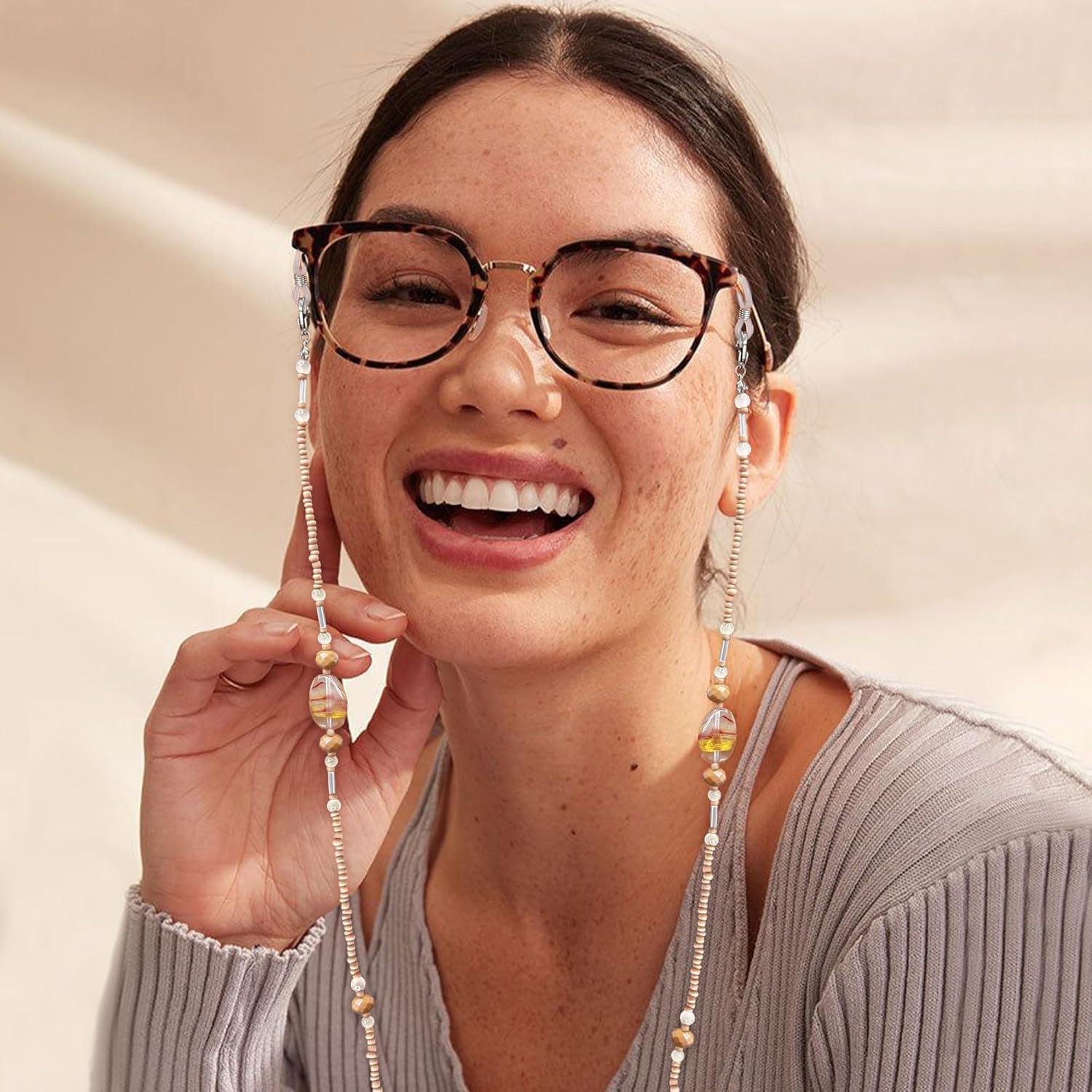 Cadena de Gafas para Mujeres Soporte con Perlas Cristal