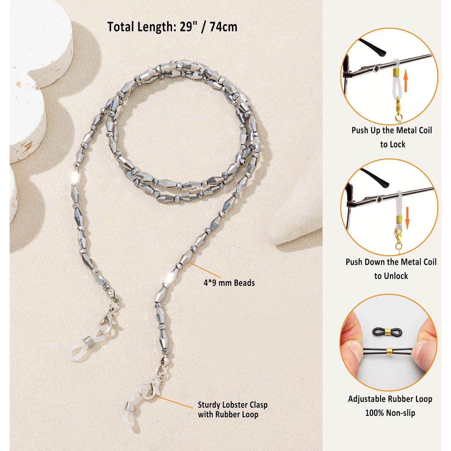 Cadena de Gafas para Mujeres Soporte con Perlas Cristal