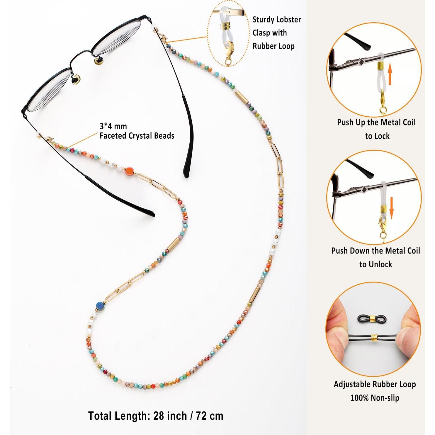 Cadena de Gafas de Perlas para Mujeres 71 cm Soporte Elegante