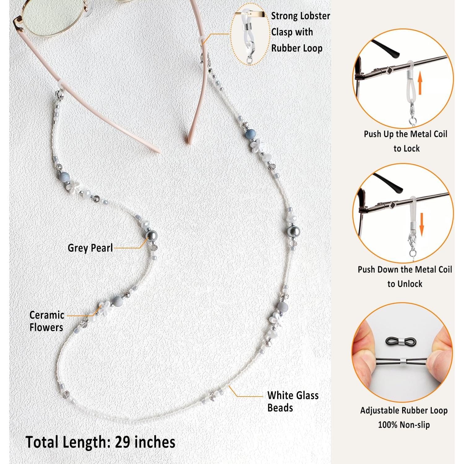 Cadena de Gafas Elegante para Mujeres con Perlas de Cristal