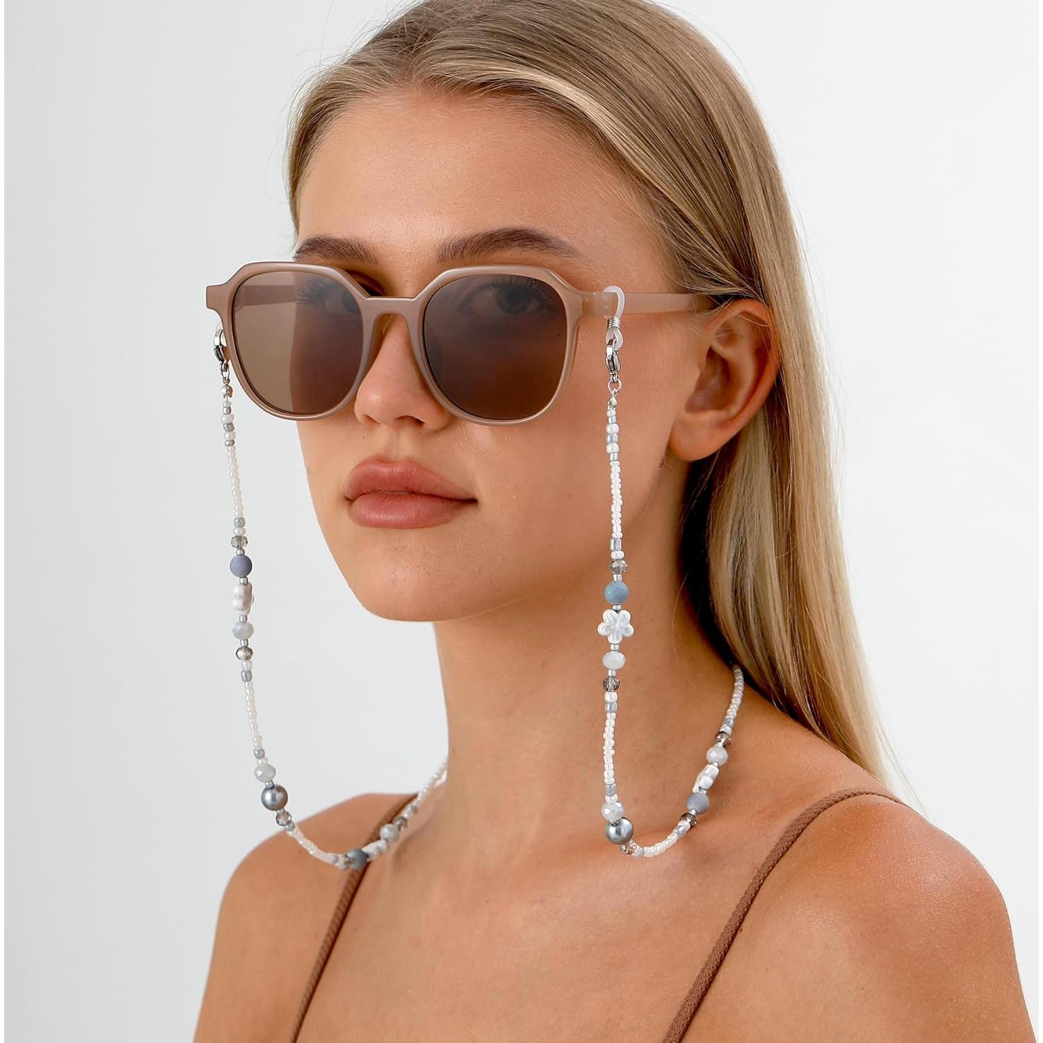 Cadena de Gafas Elegante para Mujeres con Perlas de Cristal