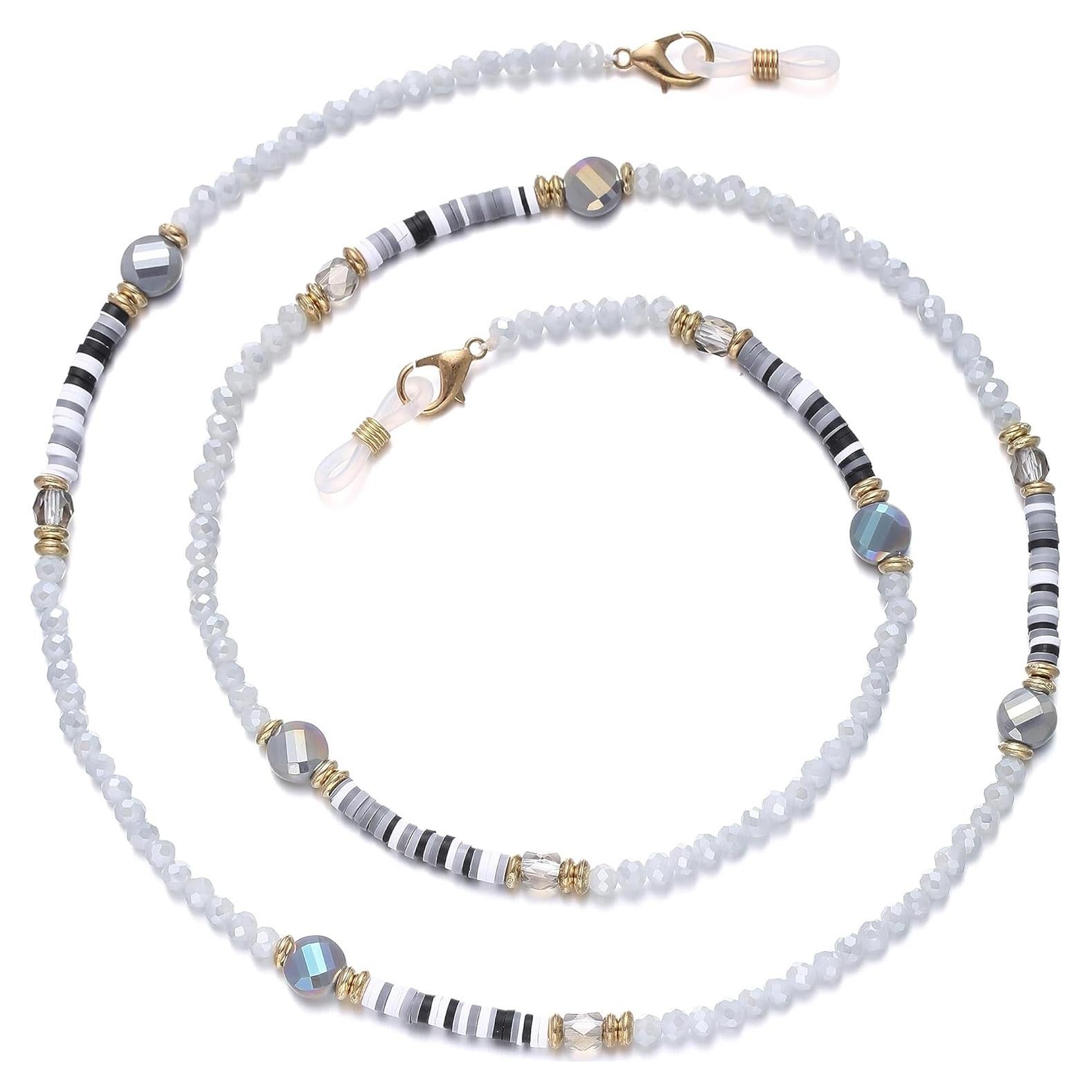 Cadena de Gafas de Perlas para Mujeres Gris Claro 71 cm