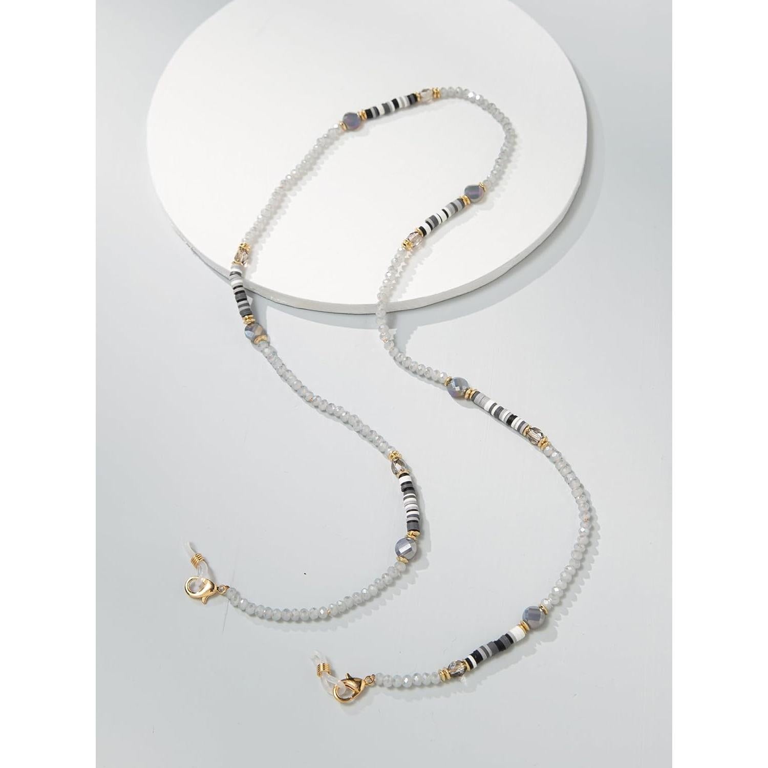 Cadena de Gafas de Perlas para Mujeres Gris Claro 71 cm