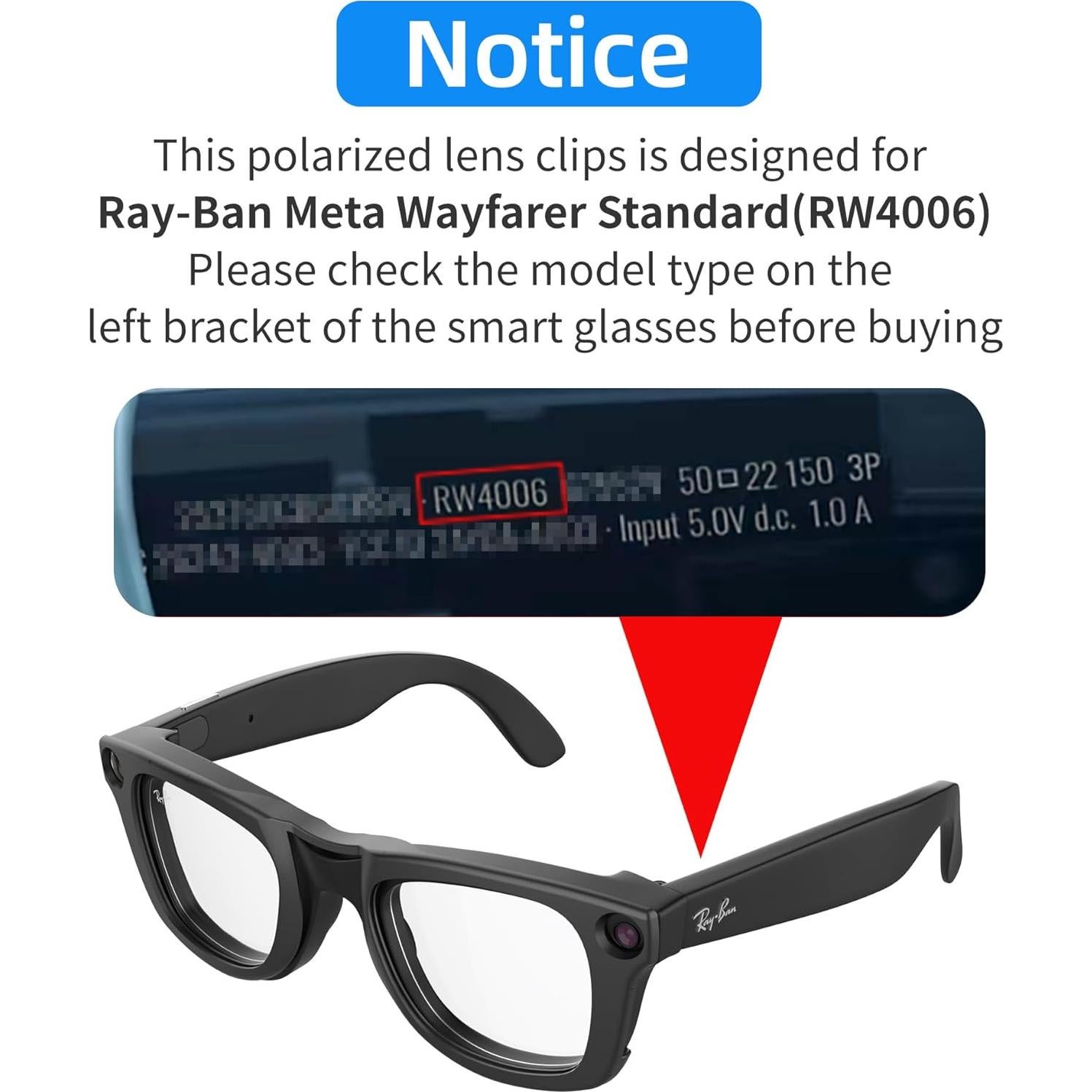 Clip Polarizado HiBloks para Ray-Ban Meta Wayfarer 50-22