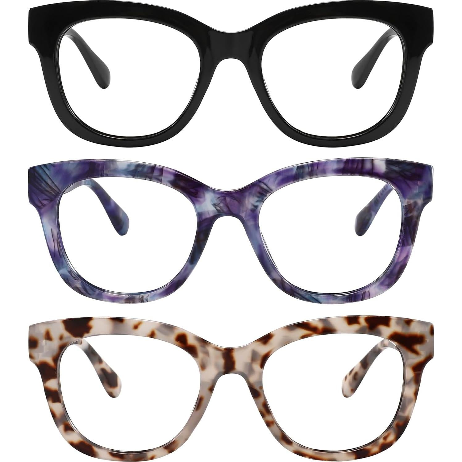 Gafas de lectura KSSESSE 3 pares unisex lente clara bisagra resorte