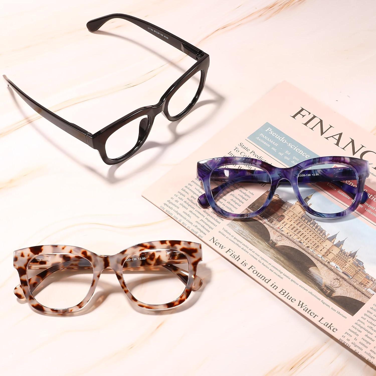 Gafas de lectura KSSESSE 3 pares unisex lente clara bisagra resorte