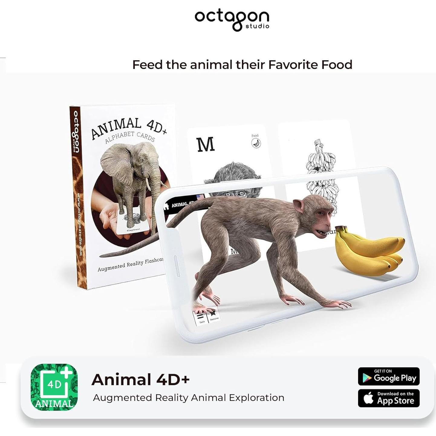 Tarjetas de Alfabeto 4D+ con Animales y Comida - Octagon
