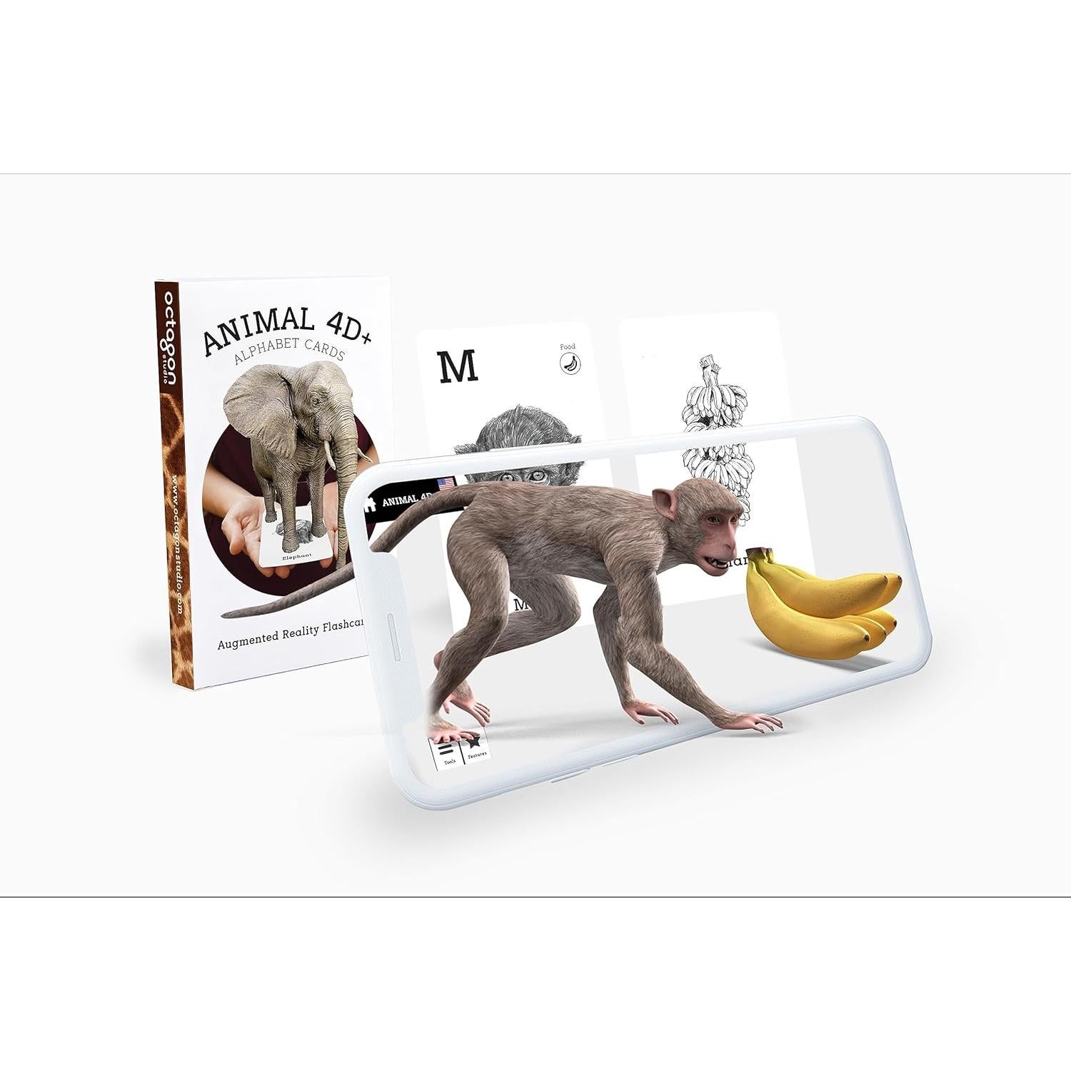 Tarjetas de Alfabeto 4D+ con Animales y Comida - Octagon
