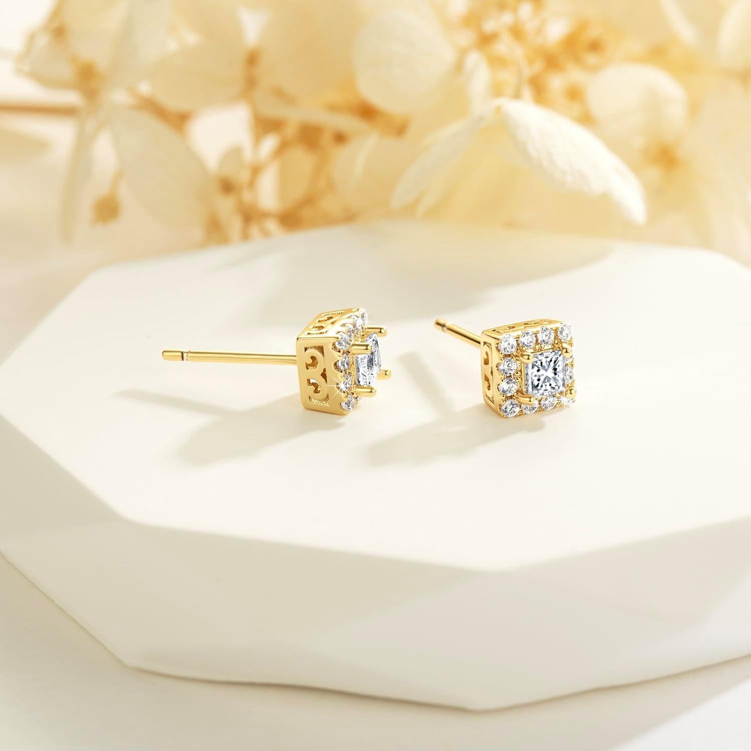 Pendientes de Oro 14K para Mujeres con Zirconia Cubica