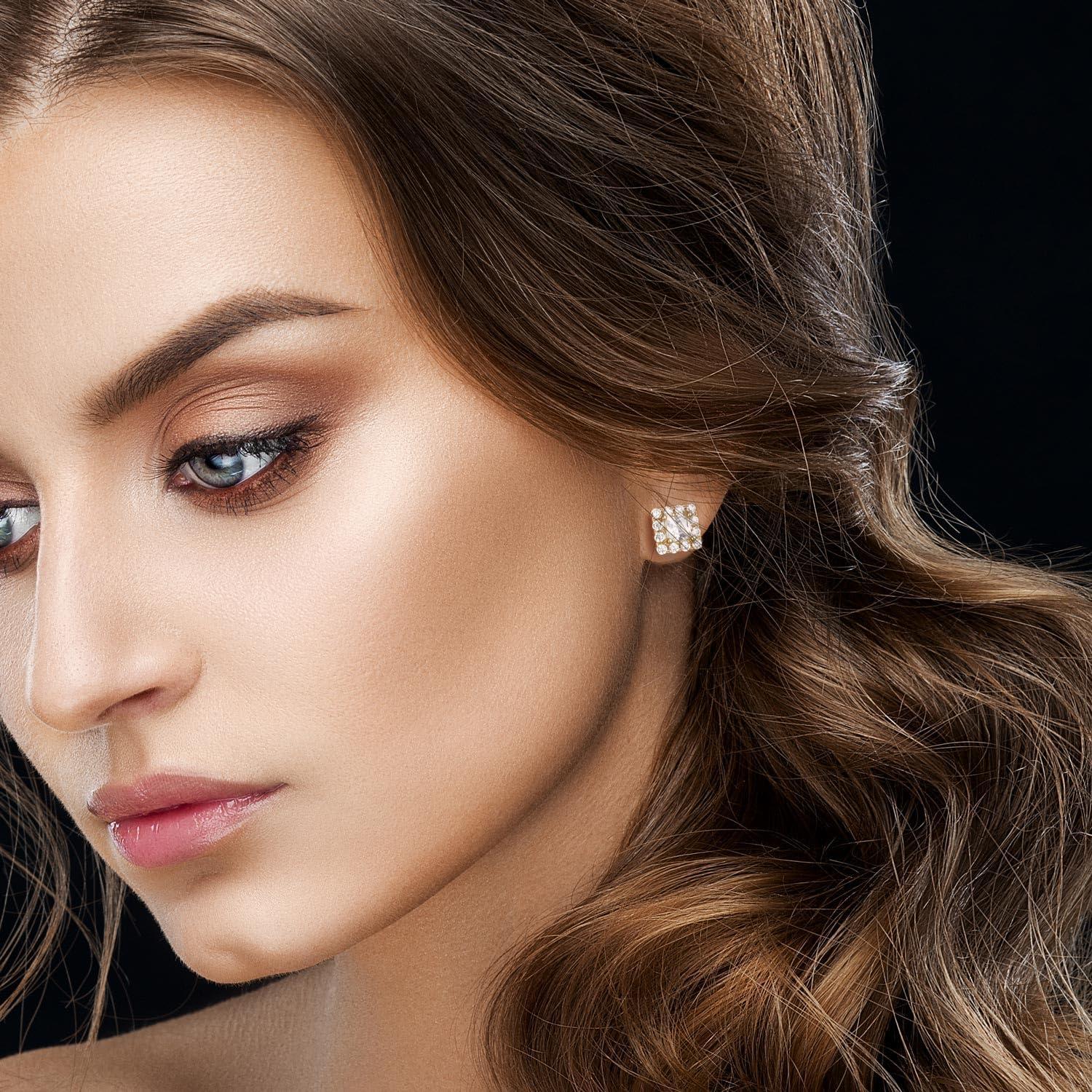 Pendientes de Oro 14K para Mujeres con Zirconia Cubica