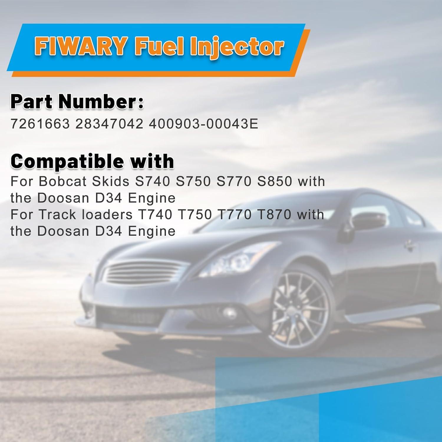 Inyector de combustible FIWARY 7261663 para Bobcat Doosan D34