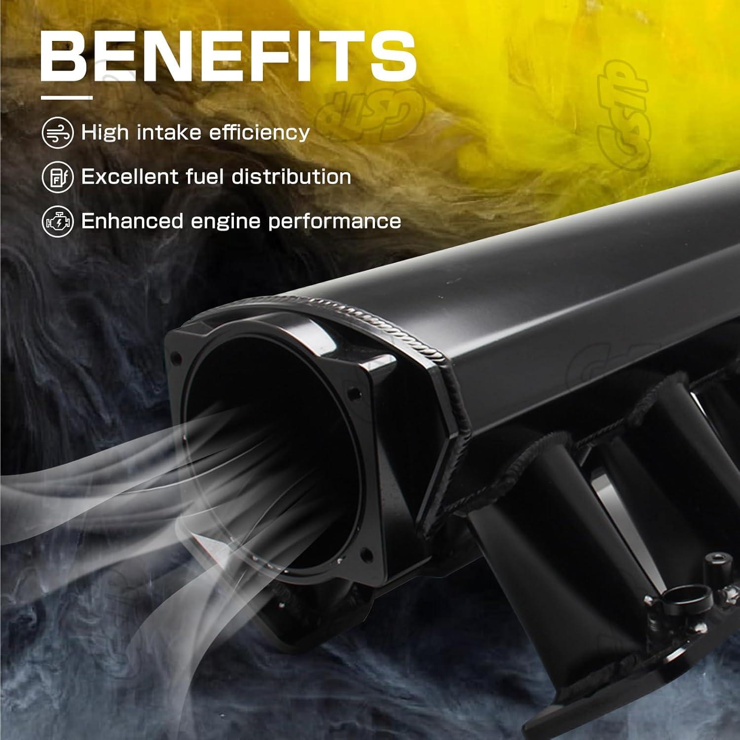 Colector de Admisión GSTP 92mm Negro para Chevy LS1 LS2 LS6