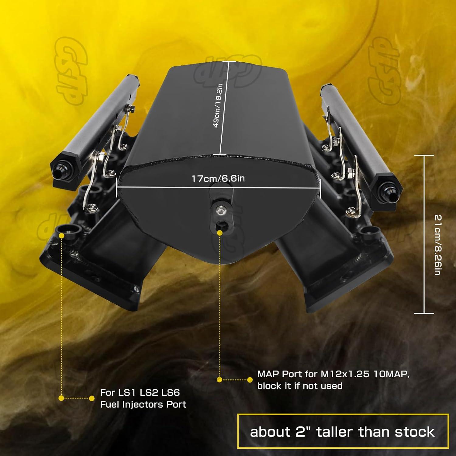 Colector de Admisión GSTP 92mm Negro para Chevy LS1 LS2 LS6