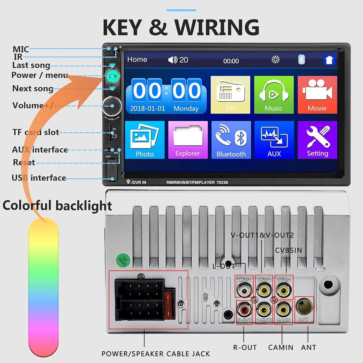 Estéreo de Coche Podofo Doble Din 7" MP5 Bluetooth con Cámara