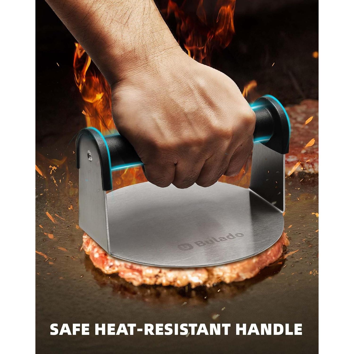 Prensa de Hamburguesas 15 cm Acero Inoxidable Lorbro con Mango Antideslizante