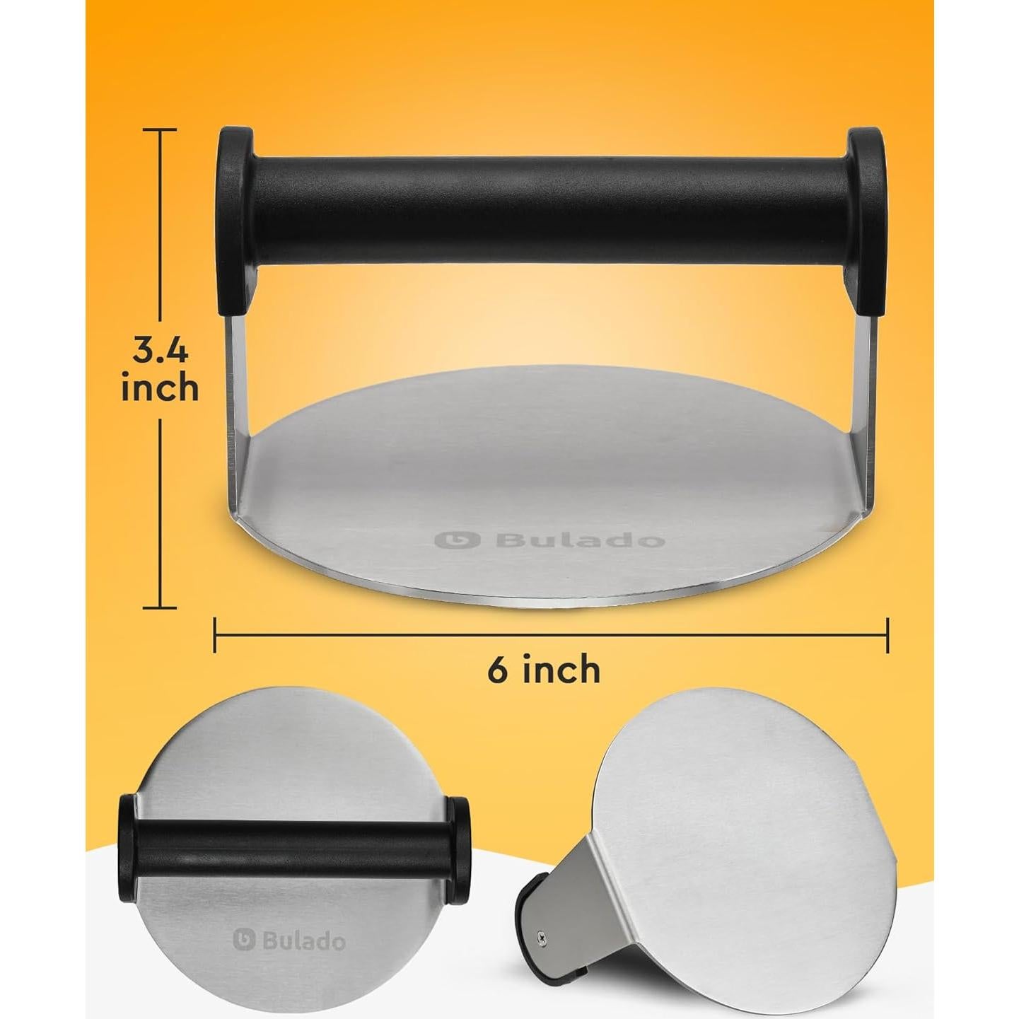 Prensa de Hamburguesas 15 cm Acero Inoxidable Lorbro con Mango Antideslizante