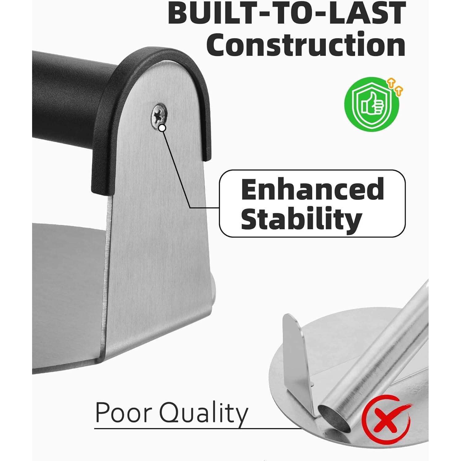 Prensa de Hamburguesas 15 cm Acero Inoxidable Lorbro con Mango Antideslizante