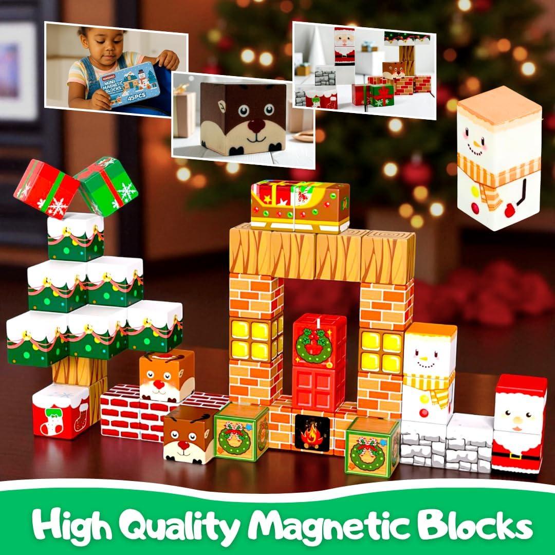 Juego de bloques magnéticos mini Maginoo 45 piezas Navidad