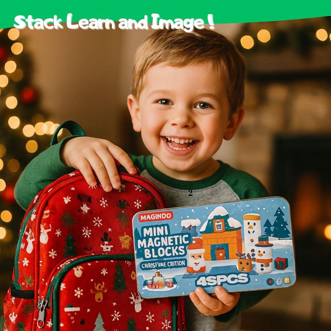Juego de bloques magnéticos mini Maginoo 45 piezas Navidad