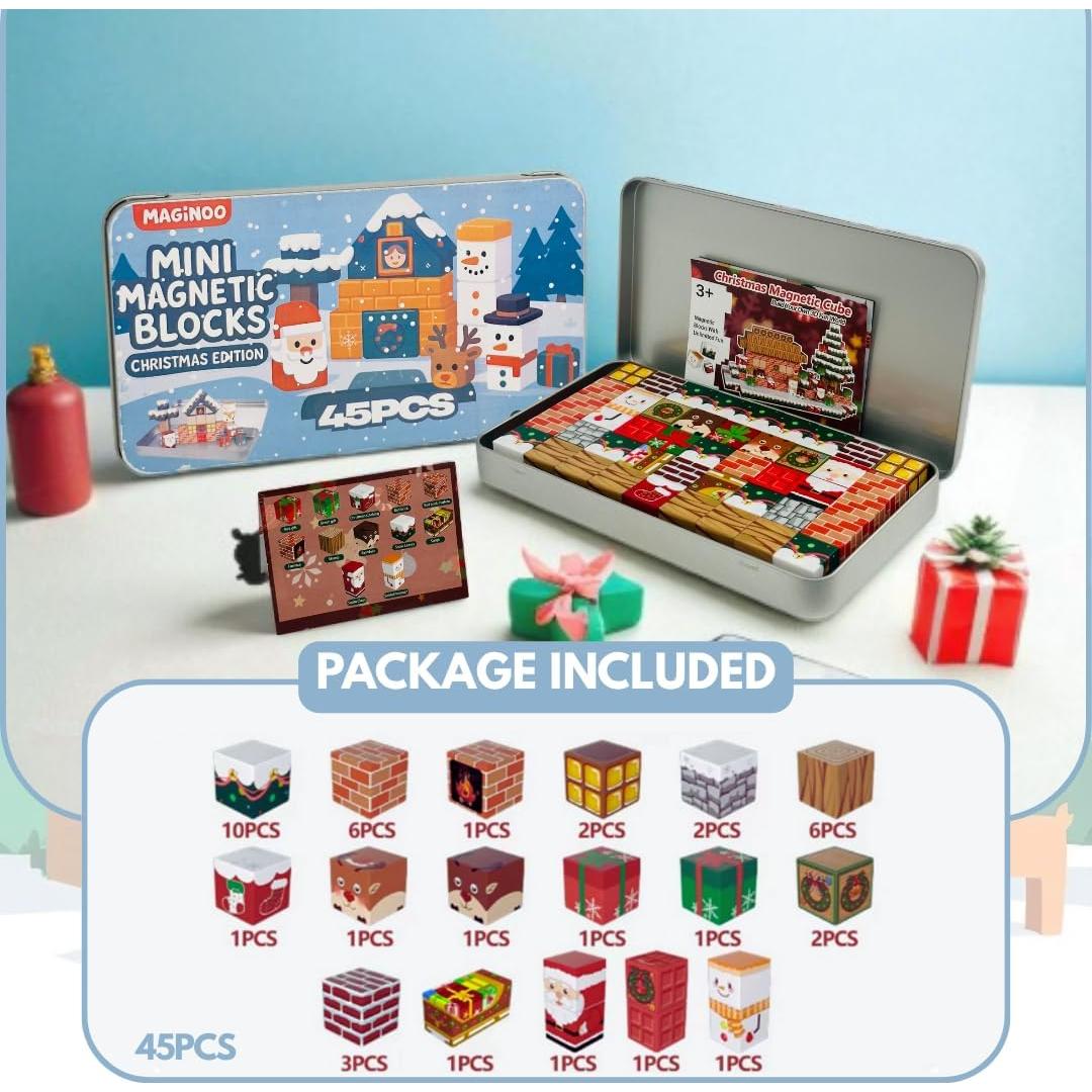 Juego de bloques magnéticos mini Maginoo 45 piezas Navidad