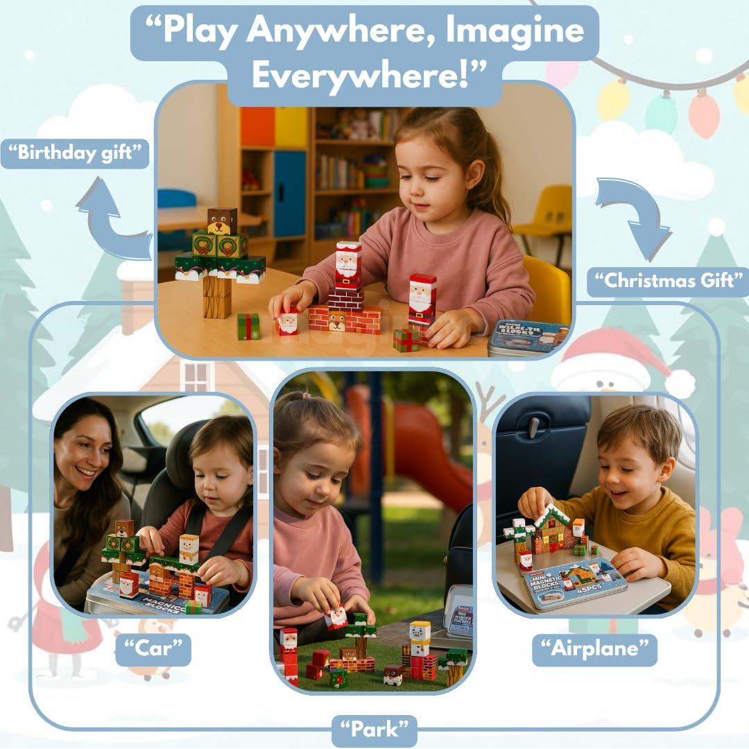 Juego de bloques magnéticos mini Maginoo 45 piezas Navidad