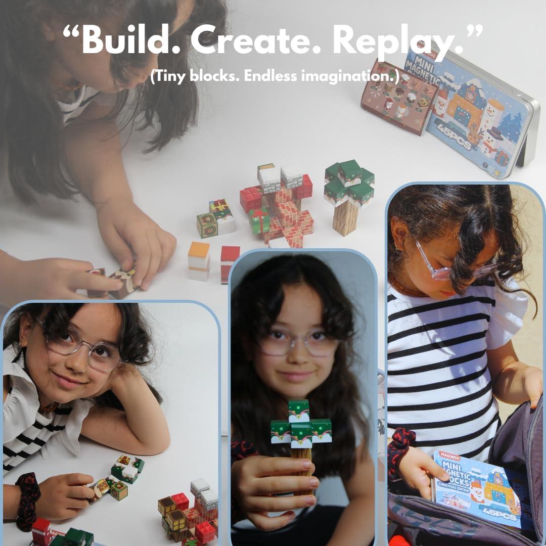 Juego de bloques magnéticos mini Maginoo 45 piezas Navidad
