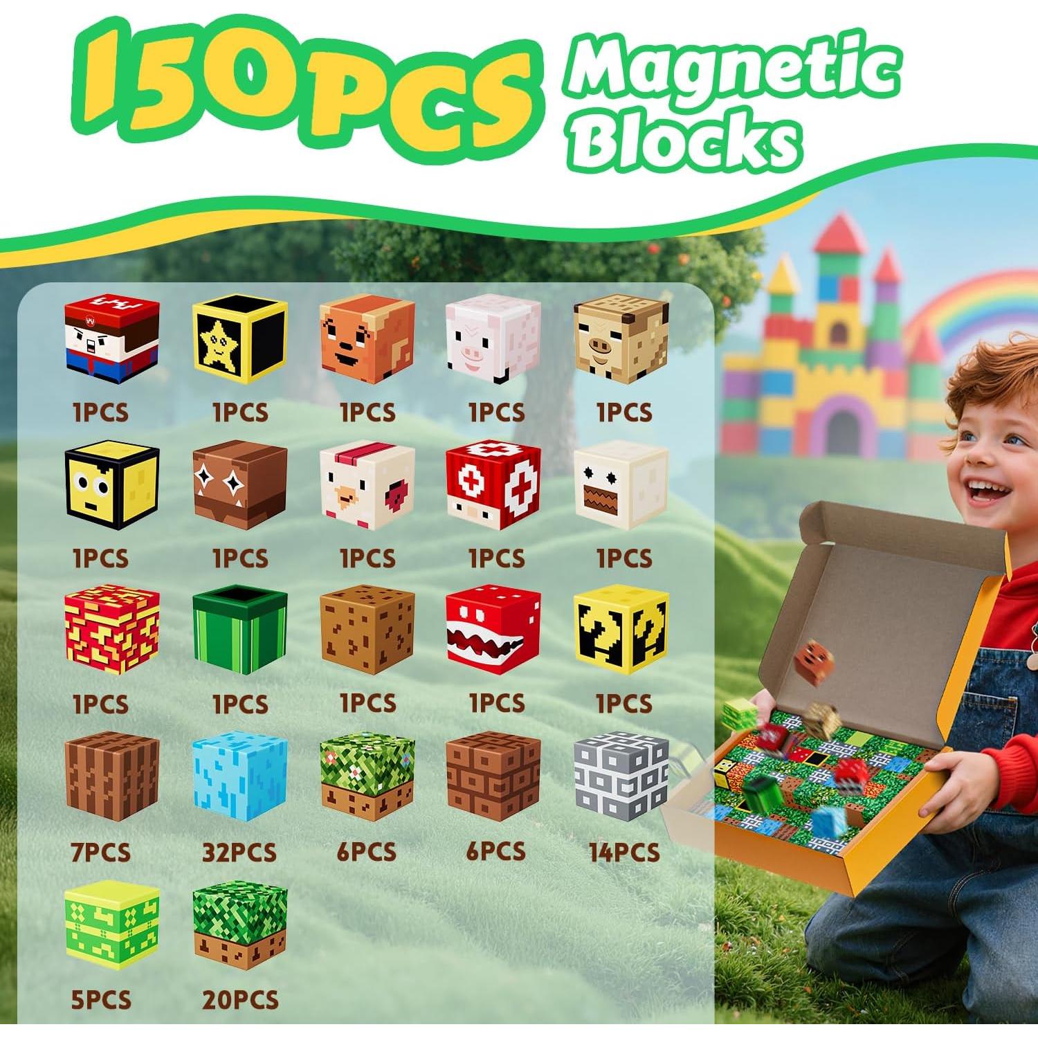 Bloques Magnéticos ZUBARR 150 PCS 2X Fuerza 2.03 cm para Niños