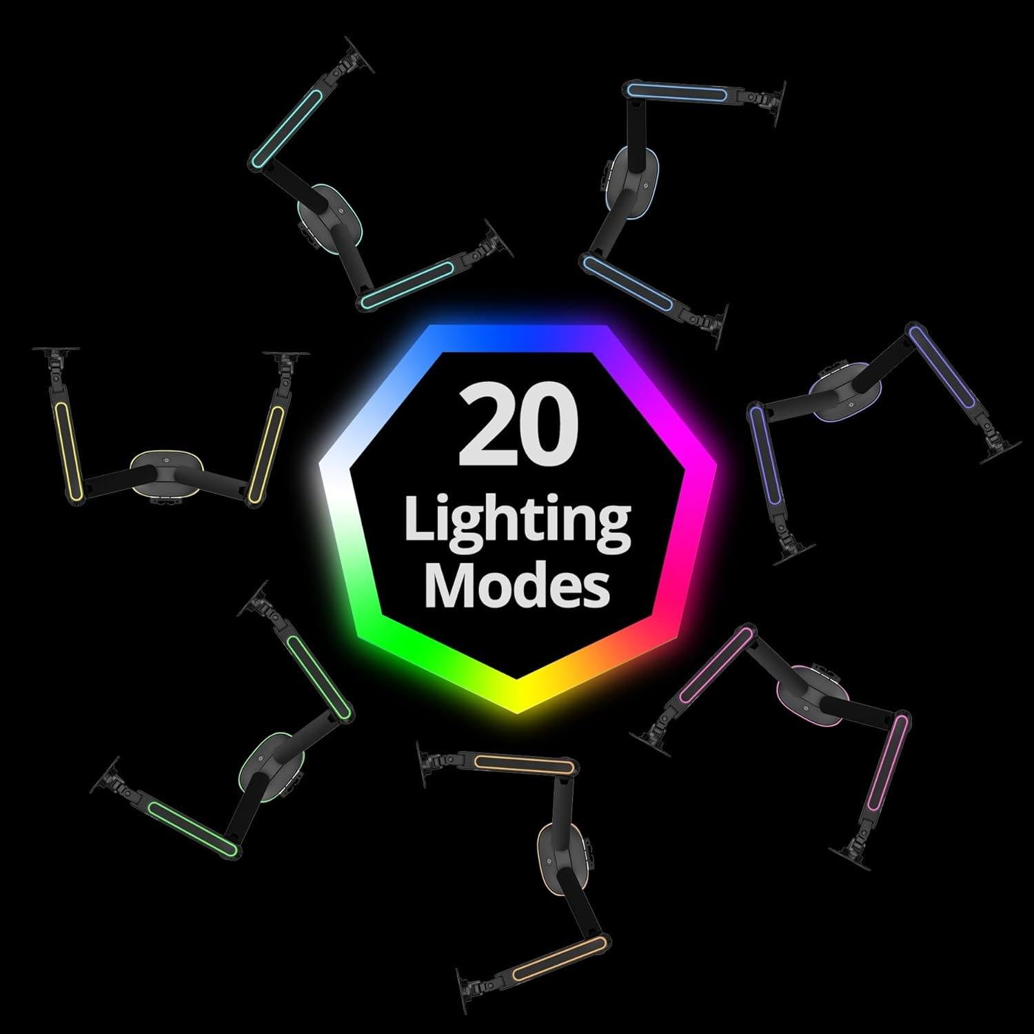 Soporte de Monitor Gaming AVLT Doble 27" a 43" RGB Ajustable