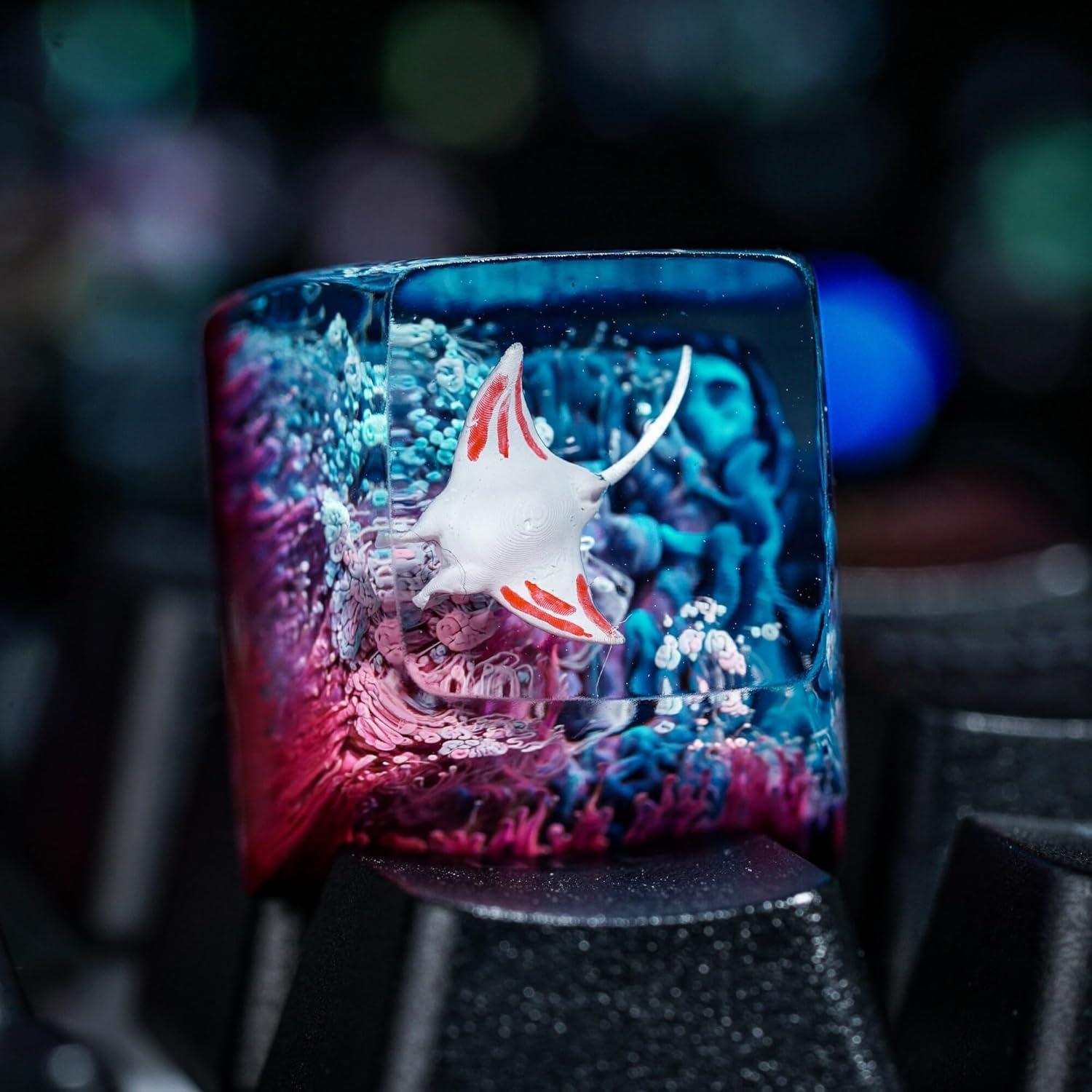 Tecla Artesanal de Resina GIKZO Manta Raya R1 SA 15.6mm