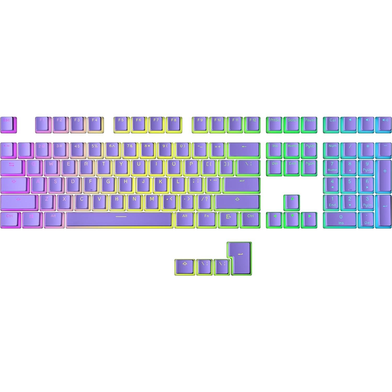 Teclas PBT Pudding 112 Clasificadas ANSI/ISO Lavanda RGB