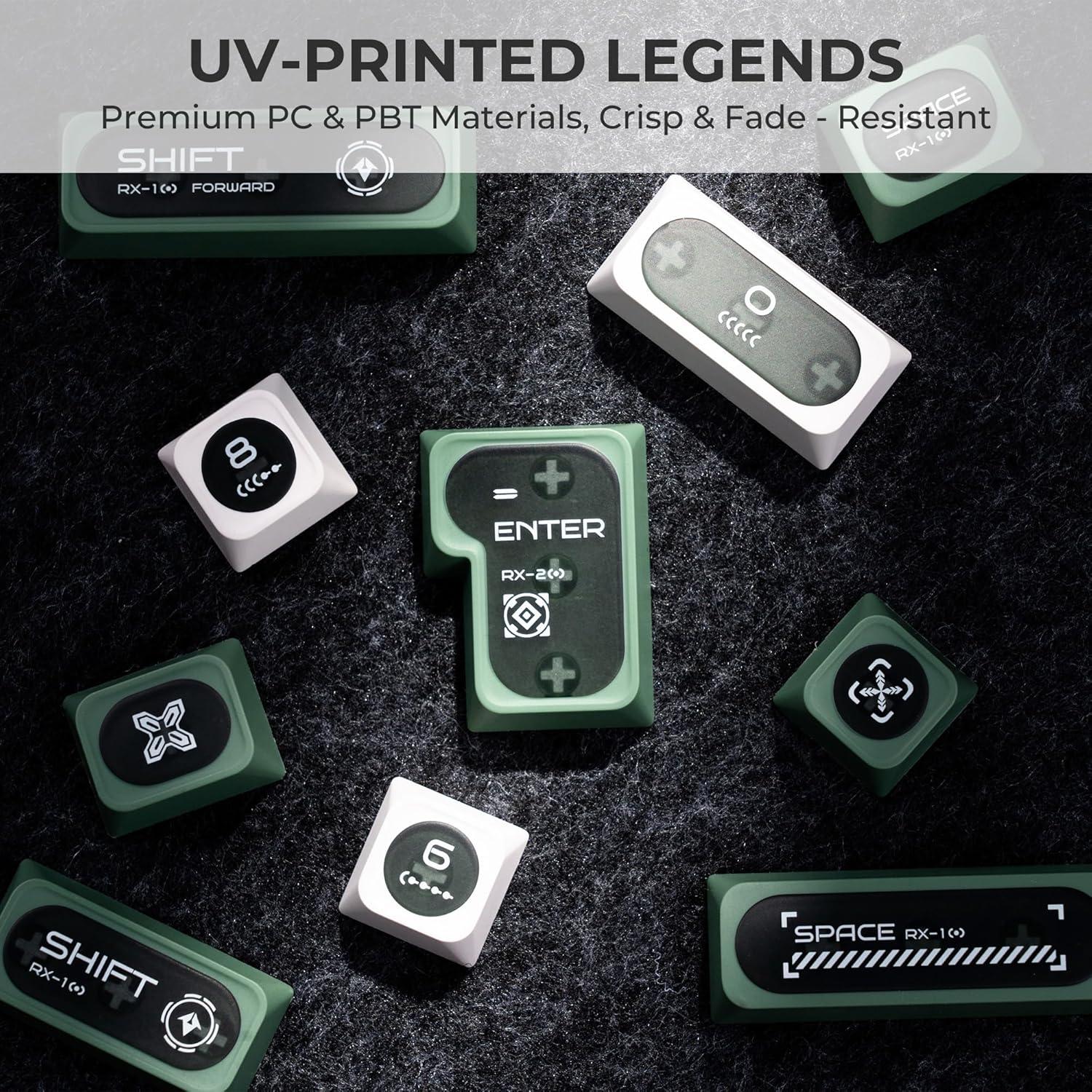 Teclas Mecánicas OHY Ojo de Gato Verde y Blanco 136 Teclas