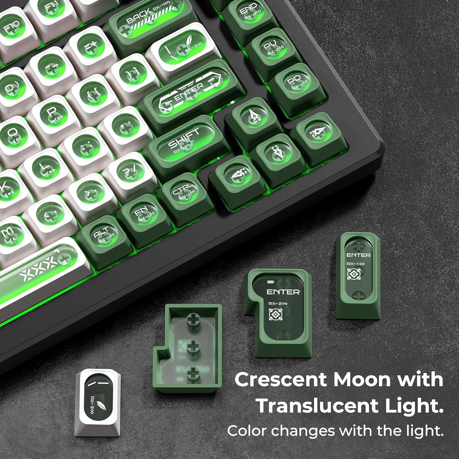 Teclas Mecánicas OHY Ojo de Gato Verde y Blanco 136 Teclas
